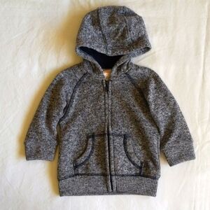 gymboree plush knit marled navy zip-up hoodie sweatshirt 6-12 months baby boy